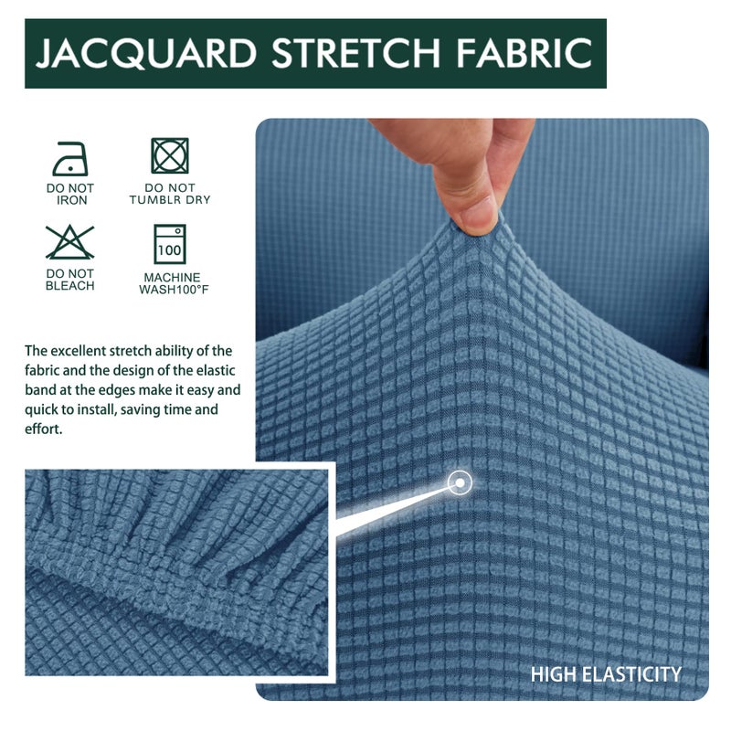 Hokway Stretch Couch Cushion Slipcovers Reversible Cushion Replacement Slipcovers Sofa Cushion Covers(Denim Blue, 3) - Image 4